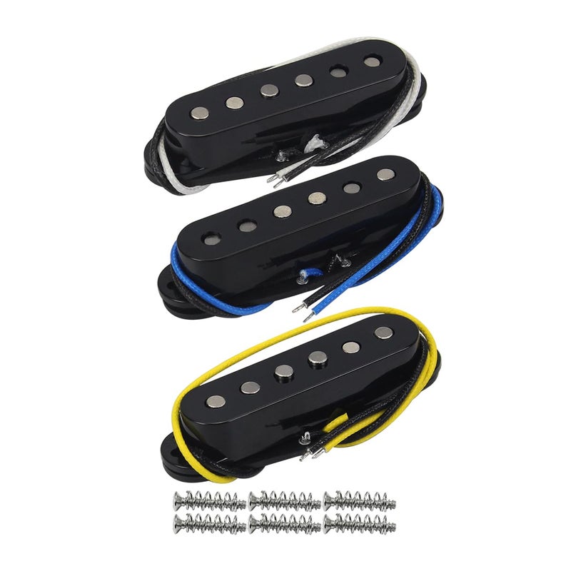 FLEOR مجموعة بيك أب فليور أحادي الملف ألنكو 5 لجيتار العنق/الوسط/الجسر متدرجة، أسود - Image 1